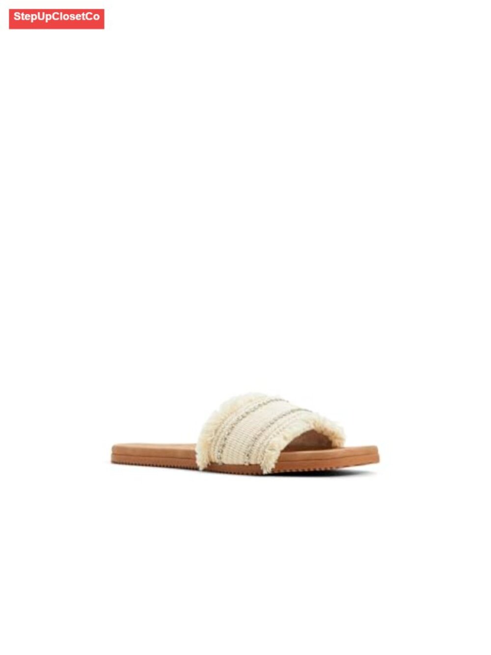 Women's Raffia Flat Sandals Slide Slip-On Woven Strap - Picture 3 of 4